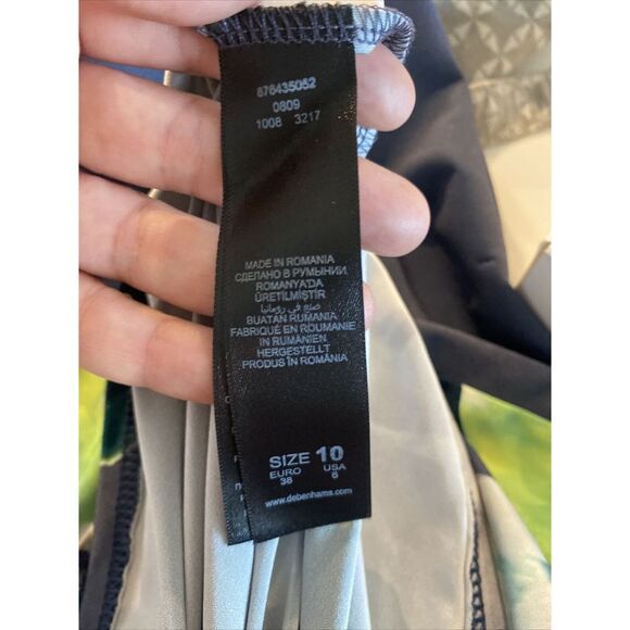 Women's Debut Gray Floral Neck Cross Rhinestone Dress Sz 6 US Or 10 London - Picture 13 of 13